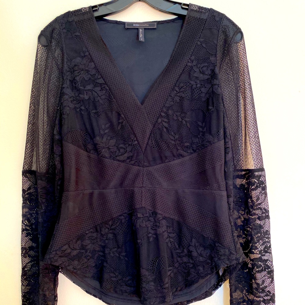 BCBGMaxAzria  black top long sleeve katlin size s